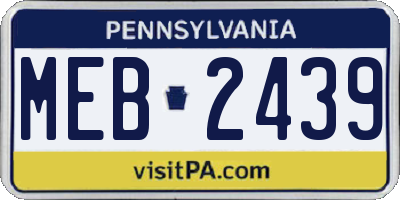 PA license plate MEB2439