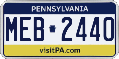 PA license plate MEB2440