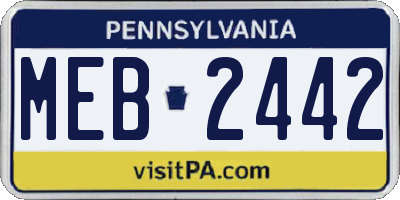 PA license plate MEB2442