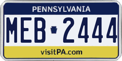 PA license plate MEB2444