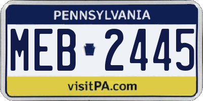 PA license plate MEB2445