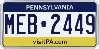 PA license plate MEB2449