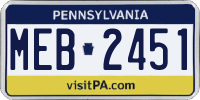 PA license plate MEB2451
