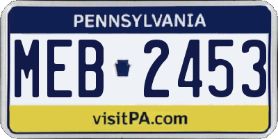 PA license plate MEB2453