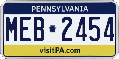 PA license plate MEB2454