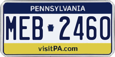 PA license plate MEB2460