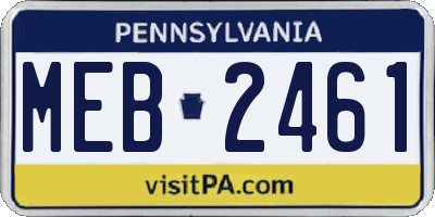 PA license plate MEB2461