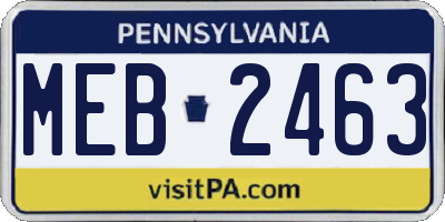 PA license plate MEB2463