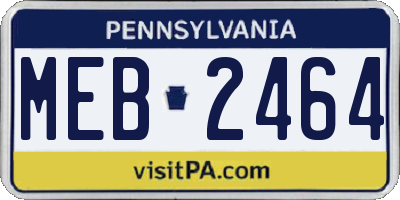 PA license plate MEB2464