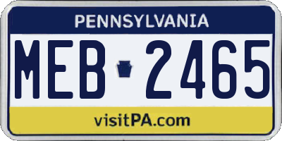 PA license plate MEB2465