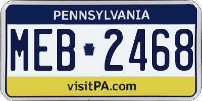 PA license plate MEB2468