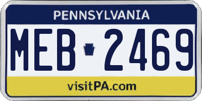 PA license plate MEB2469