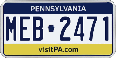 PA license plate MEB2471