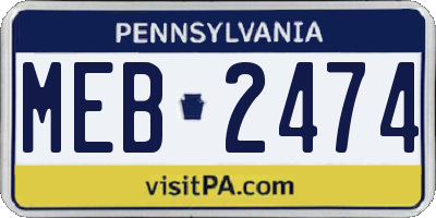 PA license plate MEB2474