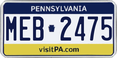 PA license plate MEB2475