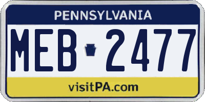 PA license plate MEB2477