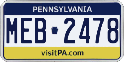 PA license plate MEB2478