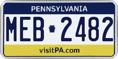 PA license plate MEB2482
