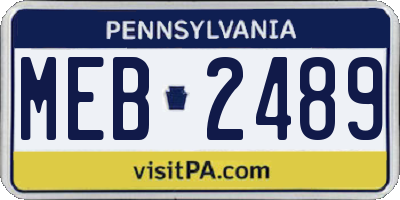 PA license plate MEB2489