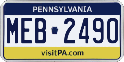 PA license plate MEB2490