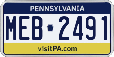 PA license plate MEB2491