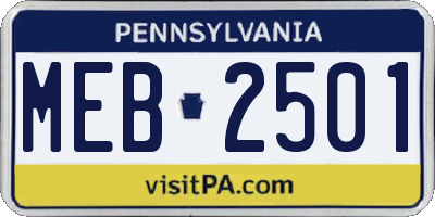 PA license plate MEB2501