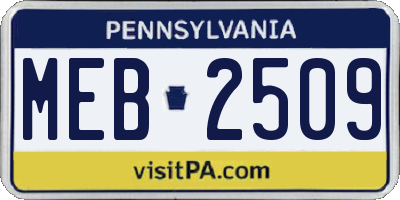 PA license plate MEB2509