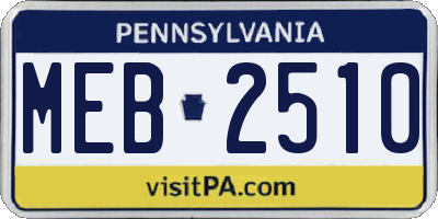 PA license plate MEB2510