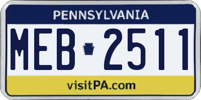 PA license plate MEB2511