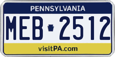 PA license plate MEB2512