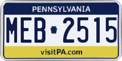 PA license plate MEB2515