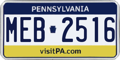 PA license plate MEB2516