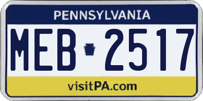 PA license plate MEB2517