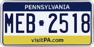 PA license plate MEB2518