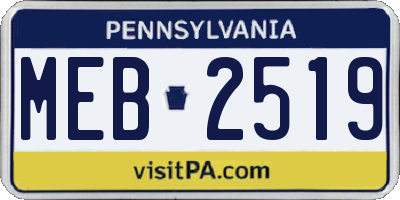 PA license plate MEB2519