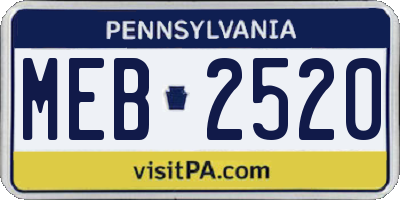PA license plate MEB2520