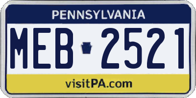 PA license plate MEB2521