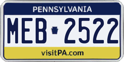 PA license plate MEB2522