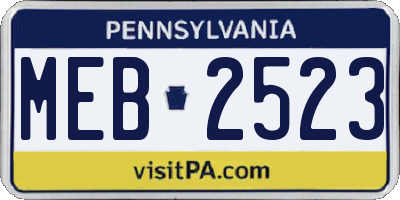 PA license plate MEB2523