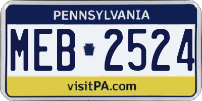 PA license plate MEB2524