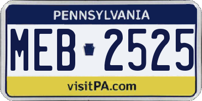 PA license plate MEB2525