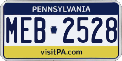 PA license plate MEB2528