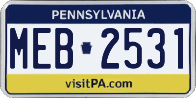 PA license plate MEB2531