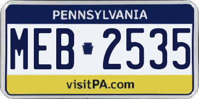 PA license plate MEB2535