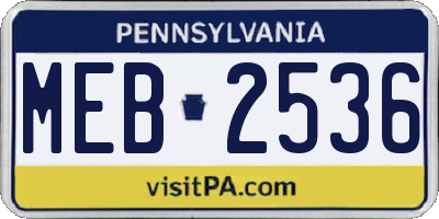 PA license plate MEB2536