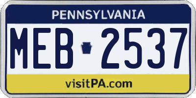 PA license plate MEB2537