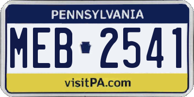 PA license plate MEB2541