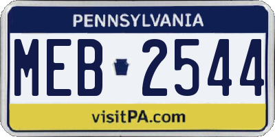 PA license plate MEB2544
