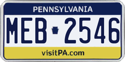 PA license plate MEB2546