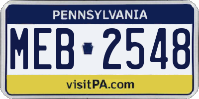PA license plate MEB2548